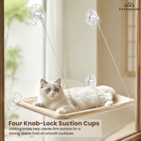 Hamac pour chat à fixer sur fenêtre avec ventouses à bouton de verrouillage