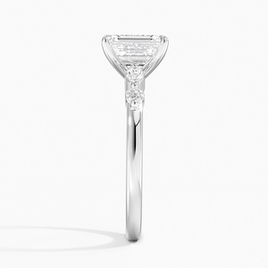 BOJ <b>Ring</b> 0147 <b>Emerald</b> Cut 925 <b>Silver</b> Marquise and Round Prong Setting Solitaire Diamond <b>Ring</b> 2ct D Color VVS1 Moissanite GRA - Product Image 3