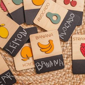 Etiquetas de Madera para Frutas, Hechas a Mano, Grabadas, para Plátanos, Limones, Aguacates, Fresas, Decoración de Mesa, Juego de 10 - Product Image 1