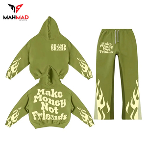 Conjunto Deportivo de Dos Piezas para Hombre, Sudadera con Capucha Oversize y Hombros Caídos, con Estampado Gráfico Personalizado Vintage, Venta al Por Mayor - Product Image 1