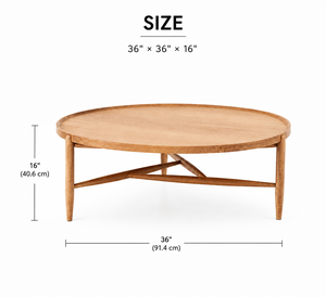 Round Shape Solid Wood Modern Coffee <b>Table</b> for Living Room Furniture Stylish Design Eco-Friendly & Durable Easy Assembly - Product Image 2