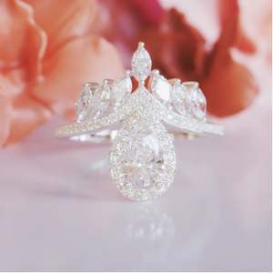 Elegante Anillo de Compromiso de Lujo Chapado en Oro Rosa con Moissanita de Corte Pera de Plata Esterlina para Mujer, Regalo para Fiestas y Bodas - Product Image 2