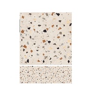 Ubin Terrazzo Modern 120x120mm 600x600mm ubin mengkilap Digital Glossy lapisan keramik dipoles porselen lantai warna-warni Firebrick