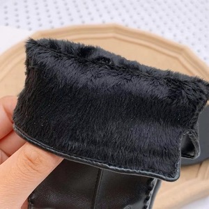 Gants d'hiver/printemps/automne en cuir noir écologique pour femme avec écran tactile, détail nœud, longueur poignet, doublure en laine, style élégant - Product Image 5