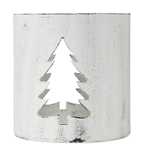 Portavelas Votivas de Metal Blanco Envejecido con Diseño de Árbol de Navidad - Product Image 2