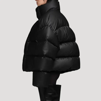 Blouson matelassé d'hiver blanc pour homme en toile enduite, imperméable, coupe-vent, avec capuche, logo frontal, isolé, pour l'extérieur par temps froid