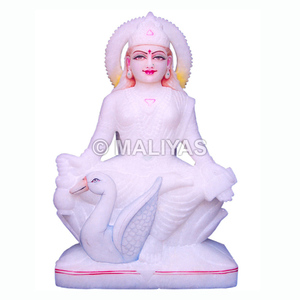 Statue de Gayatri Mata en marbre |   Murti Gayatri Maa Premium pour la maison et le temple – Maliyas - Product Image 1