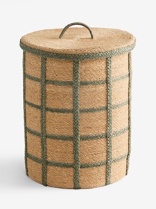 Panier à linge en jonc de mer vert sauge, fait main, écologique, fabriqué au Vietnam, vente en gros - Product Image 1