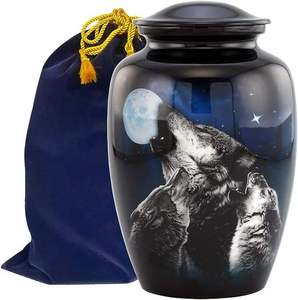 Wolf Moon Night Design Metal <b>Urns</b> for Ashes Memorial Keepsake Metal <b>Urns</b> for Home Decor - Product Image 1