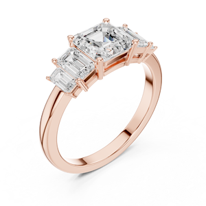14k Solid Rose Gold Engagement Ring Comes With Asscher & Emerald Cut Prong Set Lab Grown Diamond GRA Certified Jewelry <b>For</b> <b>Her</b> - Product Image 5