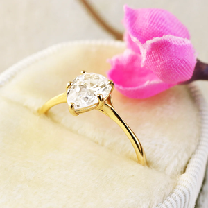 แหวนแต่งงานผู้หญิง ทอง 14k ประดับเพชรทรงลูกแพร์ ดีไซน์คลาสสิก - Product Image 1