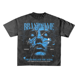 T-shirt graphique surdimensionné pour homme de marque OEM, manches courtes, effet délavé, style streetwear, imprimé, en jersey de coton, col rond, coupe carrée - Product Image 2