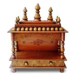 Hand Painted Copper Finish Wooden Temple With 2 Drawers Traditional <b>Pooja</b> <b>Mandir</b> Wall Mounted Mandap Indian Sheesham <b>for</b> Worship - Product Image 1