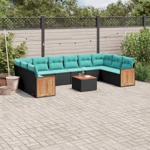 Ensemble de canapés de patio en polyrotin noir de 11 pièces avec coussins pour ensembles de jardin - Product Image 1