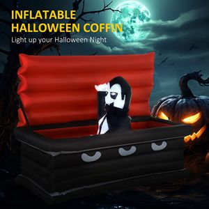 Decorazioni di Halloween da Esterno Giganti da 6 Piedi, Bara di Vampiro Gonfiabile a LED per Giardino, Prato e Feste - Product Image 4