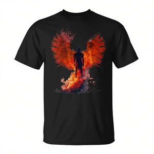 T-shirt Phoenix Rising Wings Resurrection Rebirth pour hommes, noir, manches courtes, col rond, impression numérique - Product Image 3