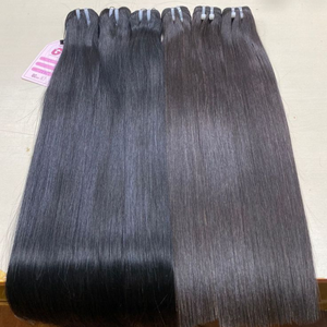 Cheveux humains vierges naturels non traités, trame plate, super double drawn, cuticules alignées, lisses ou ondulés, indiens, 100g - Product Image 2