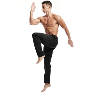 Custom Plus Size Men's Pants Apparel Solid Color Mid Waist <b>Drawstring</b> Linen Long Pant Men Casual Loose Straight Men's <b>Trousers</b> - Product Image 2