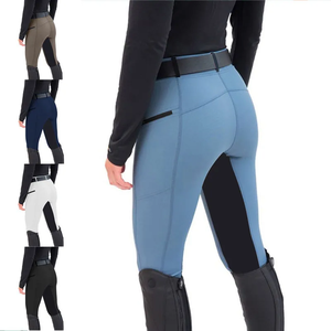Pantalones de montar elásticos ajustados de mezclilla con cintura media, lavado claro, para hombre y mujer, estilo casual, de largo completo - Product Image 1