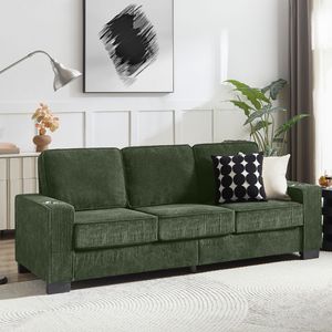 Divano a 3 Posti in Tessuto Corduroy 83.86, Moderno e Compatto per Soggiorno, Camera da Letto, Ufficio, Arredamento Verde - Product Image 2
