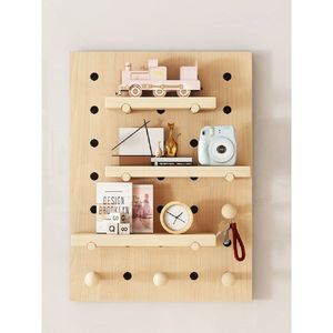 Bestseller Xiaohongshu: Pannello Forato in Legno Massello 40x60cm Stile INS, Organizzatore Decorativo a Singolo Livello - Product Image 1