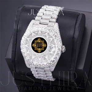 Hot sale Custom Logo Moissanite Diamond Watch End Luxury <b>Wristwatch</b> with Full Stone Setting for Unisex Available At Best Price - Product Image 5