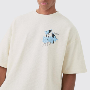 เสื้อยืดคอกลมทรงลำลองผ้าเจอร์ซีย์หนา 200 กรัม พิมพ์ลายพัฟฟ์ด้านหน้า สไตล์สตรีทแวร์ ยูนิเซ็กส์ ทรงปกติ ซักย้อมสีเอซิด - Product Image 4