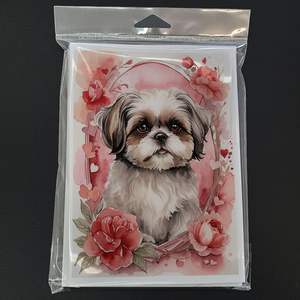 Lunatique Shih Tzu Valentine Roses A7 Taille 5x7 Cartes vierges Lot de 8 avec enveloppes pour salutations et notes - Product Image 3