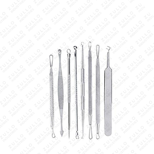 Ensemble d'outils de soin du visage en acier inoxydable 5 pièces – Extracteur de points noirs, d'imperfections et de comédons avec étui en cuir - Product Image 4