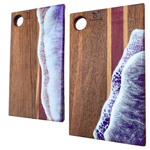 เขียงไม้ Thatwood ลายคลื่นเรซิ่นสีม่วง งานแฮนด์เมด สไตล์ชายทะเล สำหรับใช้ในครัว - Product Image 5