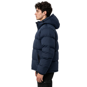 Chaqueta Acolchada con Capucha Azul Marino para Hombre, Cierre de Cremallera, Gruesa, Informal, para Invierno - Product Image 2