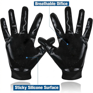 Gants de football américain respirants, faits à la main, antidérapants, à doigts entiers, ajustables, pour receveur, avec grip amélioré - Product Image 3