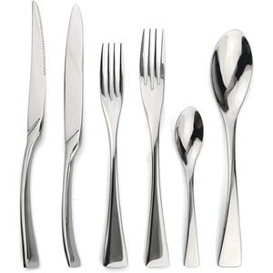 Ensemble de couverts modernes en acier inoxydable, finition miroir, compatibles lave-vaisselle, couverts et services de table pour mariage, designs personnalisables - Product Image 1