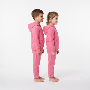 Conjunto deportivo informal de algodón para niños, con sudadera con capucha y media cremallera y pantalones, unisex. - Product Image 4