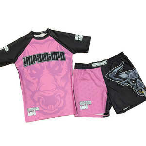 Nuevo Conjunto de Ropa de Artes Marciales Mixtas (MMA) Personalizado para Hombre, Color Rosa y Negro, Impresión por Sublimación, Secado Rápido, Ajustado, Unisex, para Adultos, en Poliéster - Product Image 1