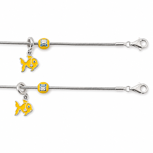 925 Sterling Silver Kids Charm Anklet with Boy <b>Face</b> and Fish Motifs High <b>Polish</b> Enamel Animal Style Jewelry Gift Daily Wear - Product Image 4