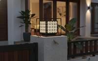 Lámpara de Pilar para Puerta E27 IP65 para Exterior/Pared/Villa/Jardín, Montaje Empotrado, Diseño Auto Cad, 220V (10%), 300 lm LED Negro CM Decor