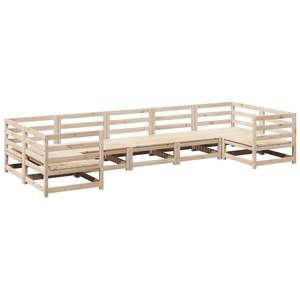 Grand ensemble de canapés de jardin modulaires en bois de pin massif naturel, meubles d'extérieur durables - Product Image 2