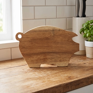 Tabla de cortar de madera de suar natural con forma de cerdo, apta para alimentos, tabla de picar pequeña con forma de animal, plato de madera hecho a mano para cortar, decoración de cocina de Bali - Product Image 2