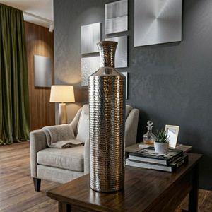 Gold Finished Metal Vases Large Size Hammered Decorative Table Centerpiece Home Living Room Wedding Party Decoration - Product Image 4