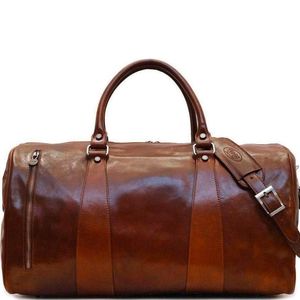 Sac de voyage unisexe en cuir véritable, grande capacité, fermeture éclair, sac de week-end, poignée souple, noir - Product Image 2