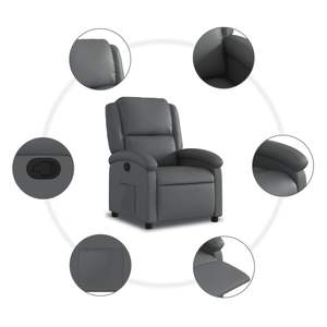 Fauteuil inclinable en similicuir gris - Product Image 5