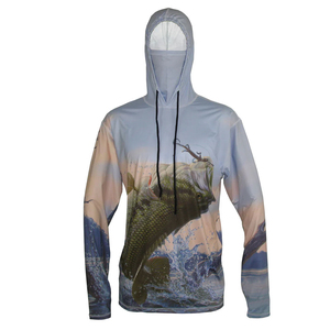 Camisetas de Pesca de Manga Larga para Hombre con Protección Solar UPF 50, Impermeables, Estampadas, con Capucha Refrigerante, Traje de Pesca para Actividades al Aire Libre - Product Image 1