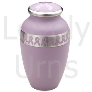 Urna Funeraria de Latón Macizo con Lazo Rosa para Concientización sobre el Cáncer de Mama, Detalles en Peltre, Tapa Roscada con Apertura Superior, para Adultos, Fabricante OEM ODM - Product Image 2