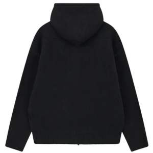 Sudadera con Capucha Negra de Punto con Cierre y Emblema, Sudadera Elegante y Cómoda para Hombre y Mujer, Ideal para Uso Casual y Diario - Product Image 2