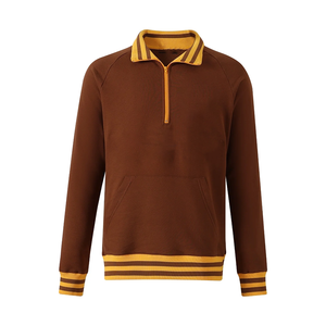 Sudadera personalizada Iota Brown con cremallera de un cuarto, con soporte para marca privada para compradores mayoristas de ropa y mercancía personalizada para grupos. - Product Image 1