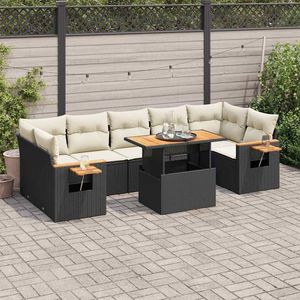 Conjunto de Sofás Modulares Grandes de Ratán PE Negro para Jardín, Muebles de Patio con Elegante Modularidad - Product Image 1