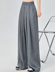 Nouveau pantalon femme automne coupe droite taille haute 100% coton, style rétro décontracté, séchage rapide, sensation fraîche, couleur unie - Product Image 4