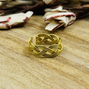 New Arrival Women's Boho Braided Brass <b>Ring</b> 18K Gold Plated Tribal Woven Knot Design Wedding <b>Statement</b> <b>Ring</b> Wholesale/OEM/ODM - Product Image 5