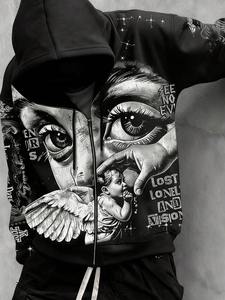 Sweat-shirt à capuche zippé surdimensionné pour homme, tissu épais, streetwear, vêtements de sport décontractés, pull-over, mode moderne - Product Image 3